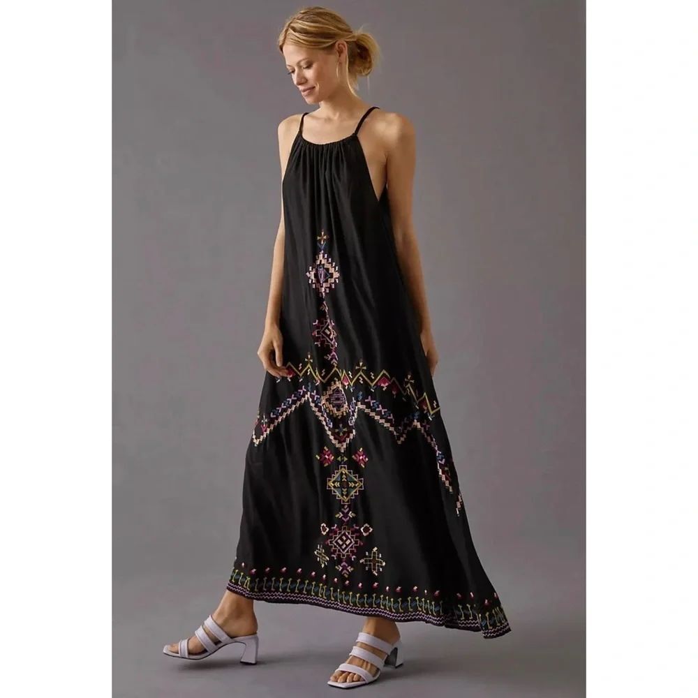Anthropologie Embroidered Maxi Dress